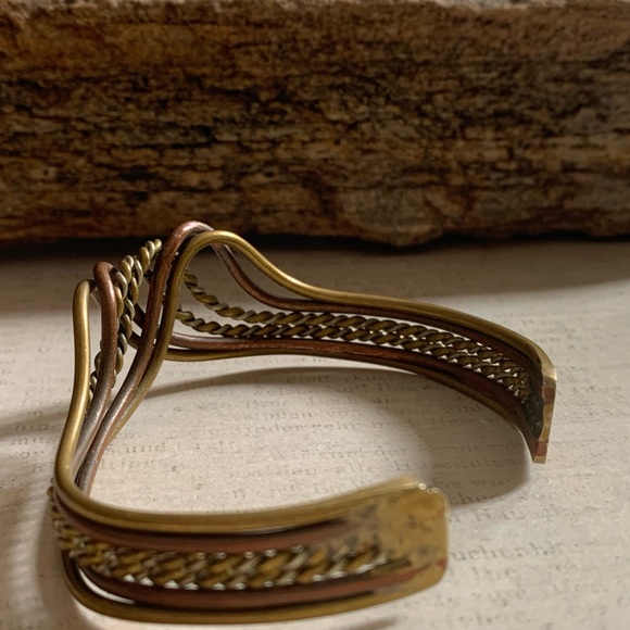 Artesian Tricolor Metal Bracelet Copper Brass Silver Wire Bohemian Boho Gypsy - Picture 6 of 9